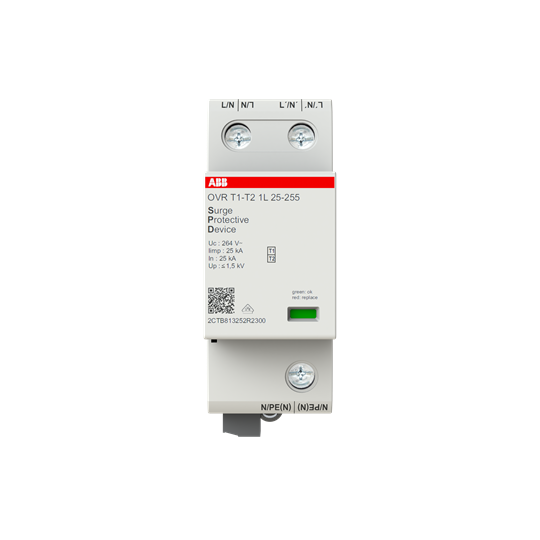 Parafoudre débrochable ovr t1-t2 iimp. 25ka - 1p - 230v - uc 264v - av. ts