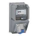 Coffret monoprise Hypra - IP44 - 32 A - 380/415 V~ - 3P+N+T - Prisinter+disjoncteurdif
