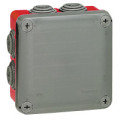 Boîte de dérivation carrée 105x105x55 étanche Legrand Plexo gris/rouge - embout (7) -IP55/IK07- 960°C