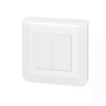 Double interrupteur ou va-et-vient Mosaic 10A blanc complet avec plaque et fixation à vis