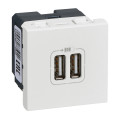 Prise Double USB 1500 mA - Blanc - Composable