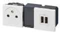 Prise 2p+t et prise double usb blanc mosaic