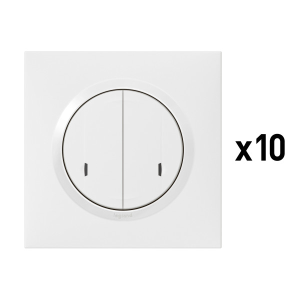 Lot de 10 interrupteurs doubles connectés Dooxie With Netatmo - Blanc