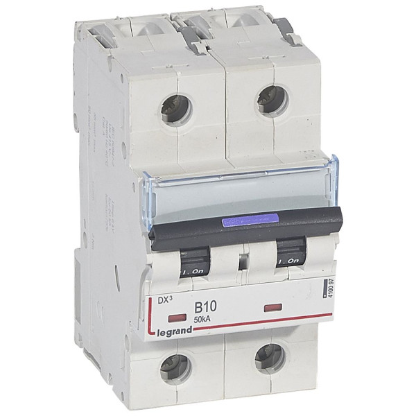 Disjoncteur magnéto-thermique dx³ - 2p - 10 a - 50 ka - courbe b