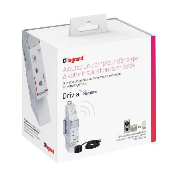 Compteur d'énergie connecté Legrand Drivia avec transformateur de courant fermé 80A 1 module