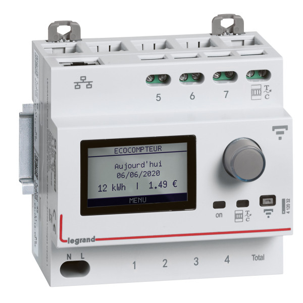 Ecocompteur modulaire connecté Legrand pour mesure de consommation sur 5 postes