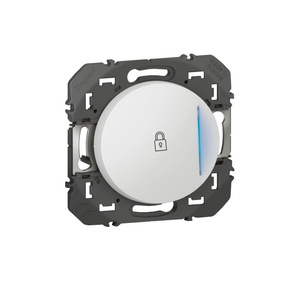 Poussoir blanc Legrand Dooxie avec voyant lumineux et marquage cadenas 6A 250V