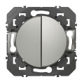 Double interrupteur ou va-et-vient Legrand Dooxie 10AX 250V~ finition aluminium