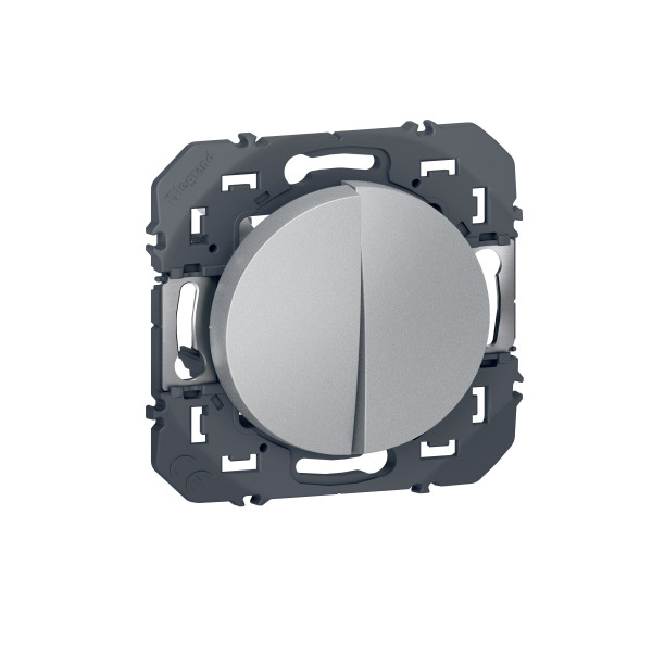 Poussoir double aluminium Legrand Dooxie 6A 250V