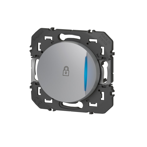 Poussoir aluminium Legrand Dooxie avec voyant lumineux et marquage cadenas 6A 250V