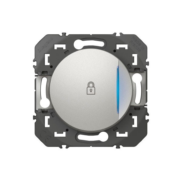 Poussoir aluminium Legrand Dooxie avec voyant lumineux et marquage cadenas 6A 250V