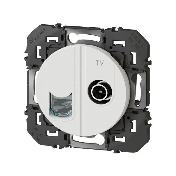 Prise télévision et prise RJ45 blanc Legrand Dooxie RJ45 cat6 STP