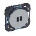 Prise USB double aluminium Legrand Dooxie Type C+C 3A 15W