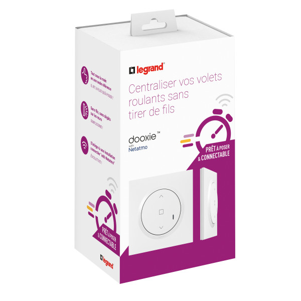 Commander un volet roulant Legrand Dooxie Blanc prêt-à-poser 1 commande sans fil et 1 inter 230V