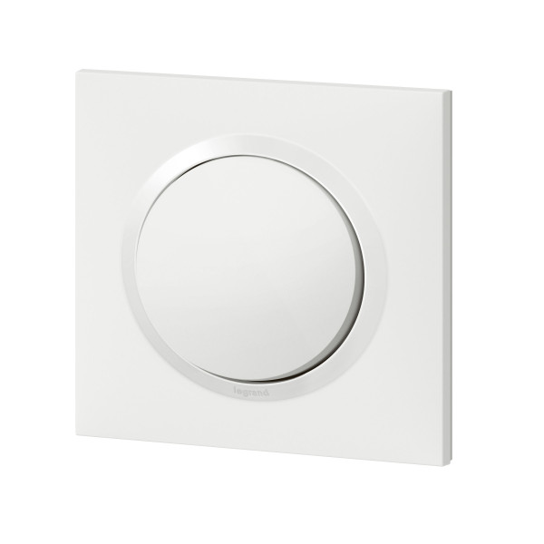 Poussoir blanc Legrand Dooxie 6A 250V avec plaque de finition