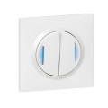 Interrupteur, va-et-vient ou poussoir lumineux blanc Legrand Dooxie transformeur 5 fonctions avec plaque