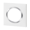 Plaque Legrand Dooxie carrée 1 poste finition blanc avec bague effet chrome