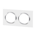 Plaque Legrand Dooxie carrée 2 postes finition blanc avec bague effet chrome