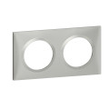 Plaque Legrand Dooxie carrée 2 postes finition effet aluminium