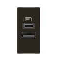 Chargeur usb type-a+type-c mosaic - 2 modules noir pour support lcm