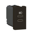 Chargeur 2 usb type-c mosaic - 2 modules noir pour support lcm