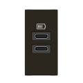 Chargeur 2 usb type-c mosaic - 2 modules noir pour support lcm