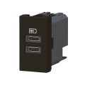 Chargeur 2 usb type-c mosaic - 2 modules noir pour support lcm