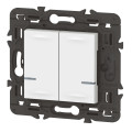 Interrupteur double connecté avec Neutre Mosaic With Netatmo 2x250W compatible Home + Control - blanc