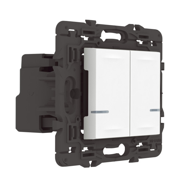 Interrupteur double connecté avec Neutre Mosaic With Netatmo 2x250W compatible Home + Control - blanc