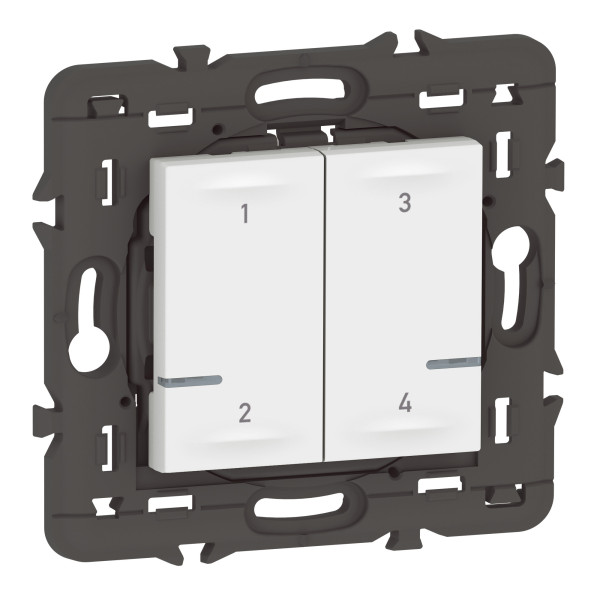 Commande sans fil 4 scénarios Mosaic With Netatmo, blanc, sans plaque, pile incluse