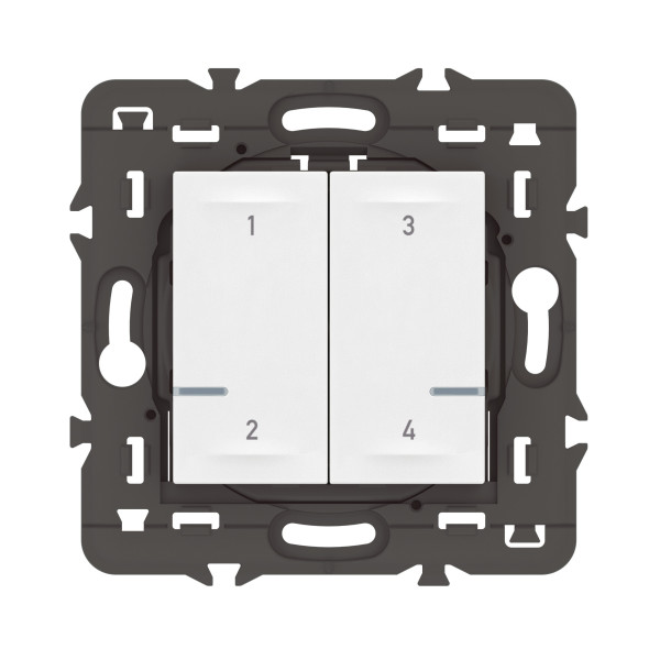 Commande sans fil 4 scénarios Mosaic With Netatmo, blanc, sans plaque, pile incluse