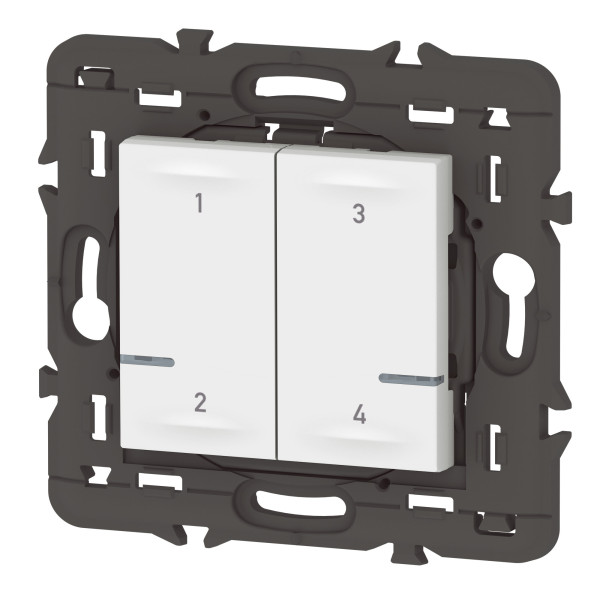 Commande sans fil 4 scénarios Mosaic With Netatmo, blanc, sans plaque, pile incluse