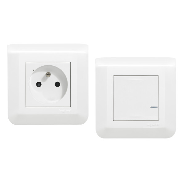 Pret a poser creer une prise commandee-1 prise+1 cde ss fil mosaic blanc