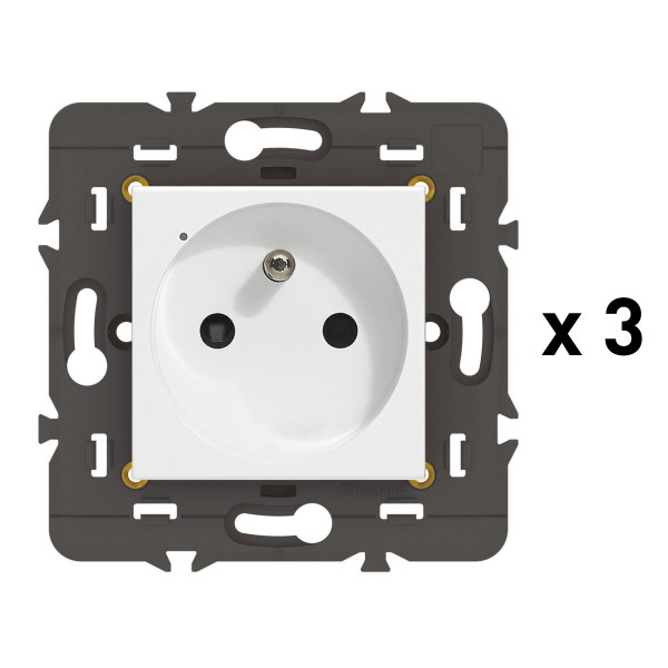 Pack 3 Prises Connectées Mosaic With Netatmo 16A 3680W avec Suivi de Consommation - Blanc