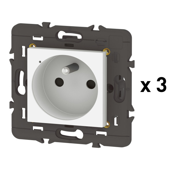 Pack 3 Prises Connectées Mosaic With Netatmo 16A 3680W avec Suivi de Consommation - Blanc