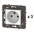 Pack 3 Prises Connectées Mosaic With Netatmo 16A 3680W avec Suivi de Consommation - Blanc
