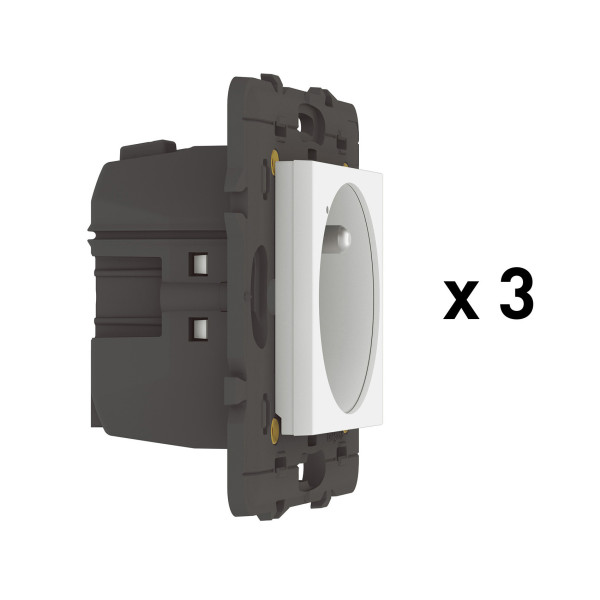 Pack 3 Prises Connectées Mosaic With Netatmo 16A 3680W avec Suivi de Consommation - Blanc