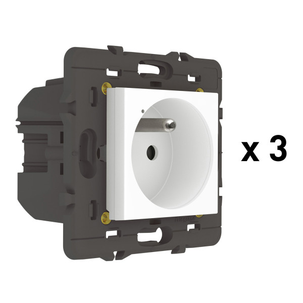 Pack 3 Prises Connectées Mosaic With Netatmo 16A 3680W avec Suivi de Consommation - Blanc