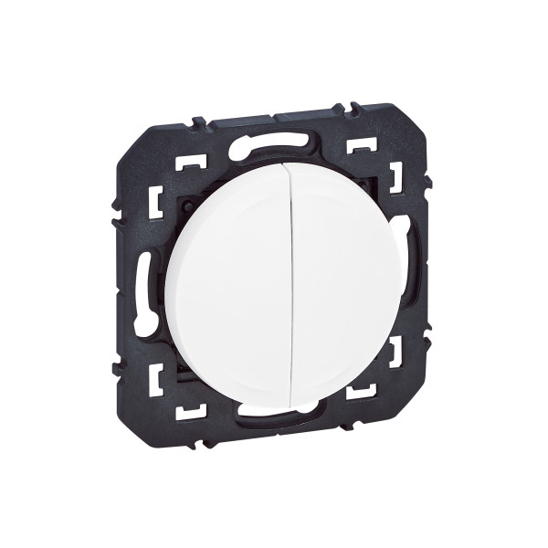 Interrupteur d'eclairage double blanc Legrand Dooxie sans fil/sans pile