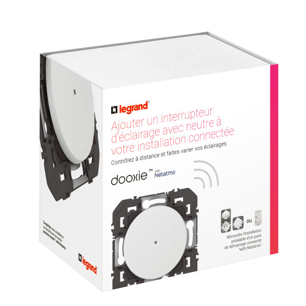 Interrupteur connecté avec Neutre et variateur 150W LED Dooxie Netatmo - blanc