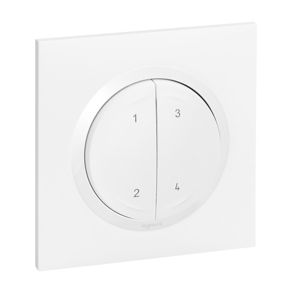 Commande 4 scénarios sans fil ni pile Dooxie With Netatmo - Blanc, autonome et extra-plate