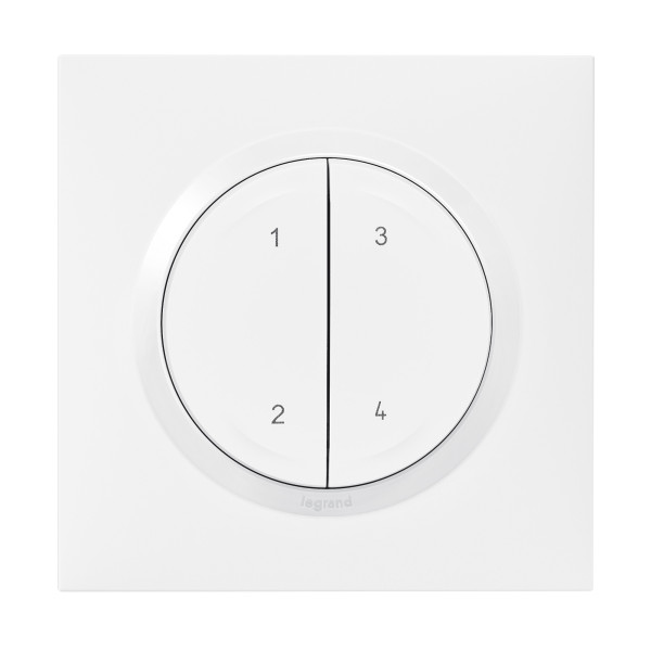 Commande 4 scénarios sans fil ni pile Dooxie With Netatmo - Blanc, autonome et extra-plate