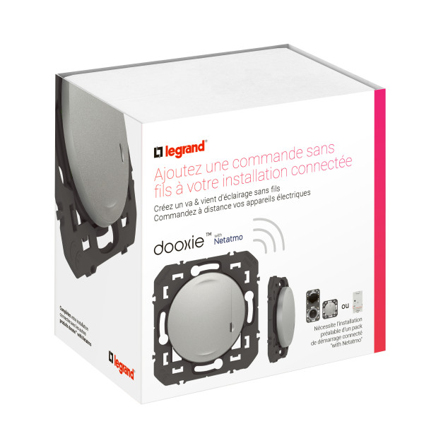 Commande sans fil Dooxie pour éclairage/prise, compatible Netatmo, effet aluminium
