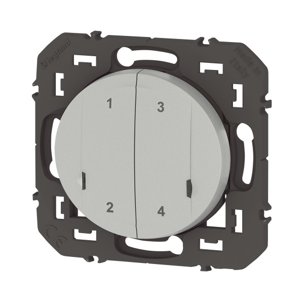 Commande sans fil 4 scénarios Dooxie Netatmo, effet alu, à équiper de plaque