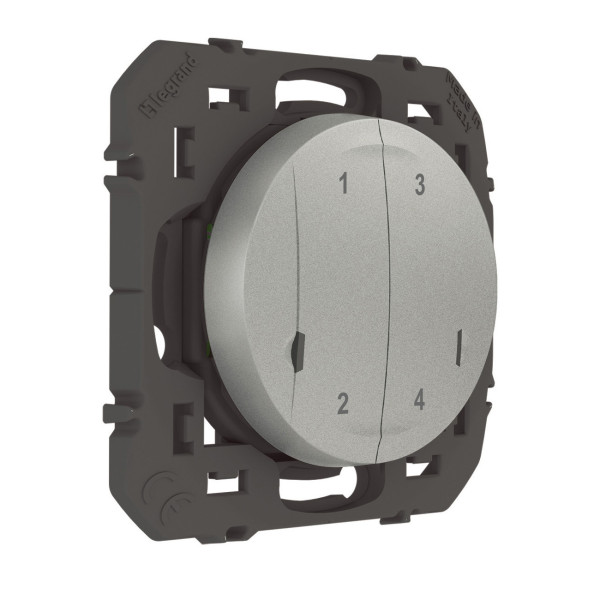 Commande sans fil 4 scénarios Dooxie Netatmo, effet alu, à équiper de plaque