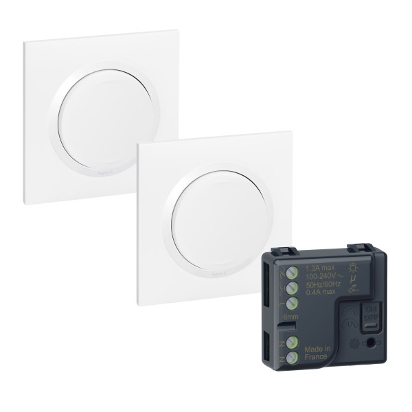Prêt-à-Poser Connectable Dooxie Legrand Blanc – 2 Commandes Sans Fils Sans Pile Self-e et 1 Micromodule