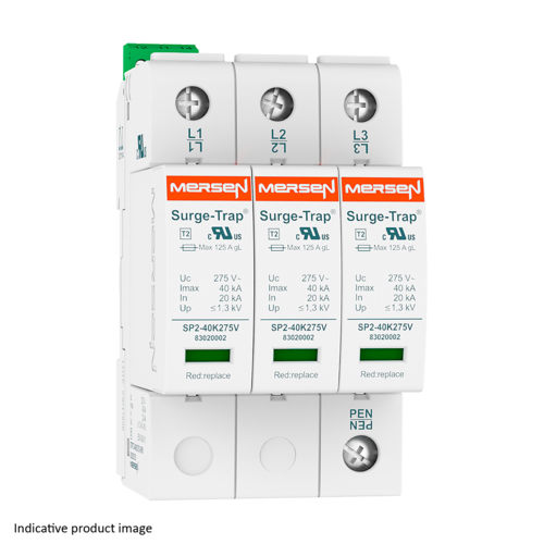 Parafoudre Mersen 3P 40kA Uc230V 3 modules Type 2 débrochable