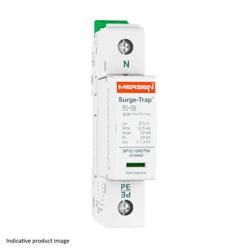 Parafoudre type 1+2, 12.5ka, uc275v, l-n, 1 pôle, 1 mod