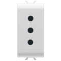 Italian standard socket-outlet 250v ac - 2p+e 10a - p11 - 1 module - white - antibacterial - chorus