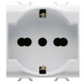 Italian/german standard socket-outlet 250v ac - 2p+e 16a dual amperage - 2 modules - white - antibacterial - chorus